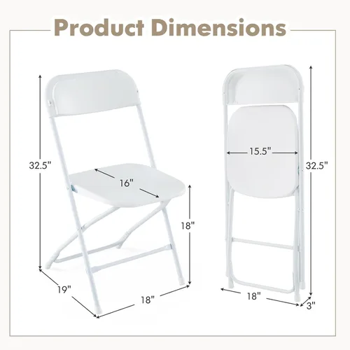 Vista 3 de Giantex Silla plegable con asiento y respaldo de plástico, marco de metal resistente, capacidad estática de 770 libras, asiento comercial