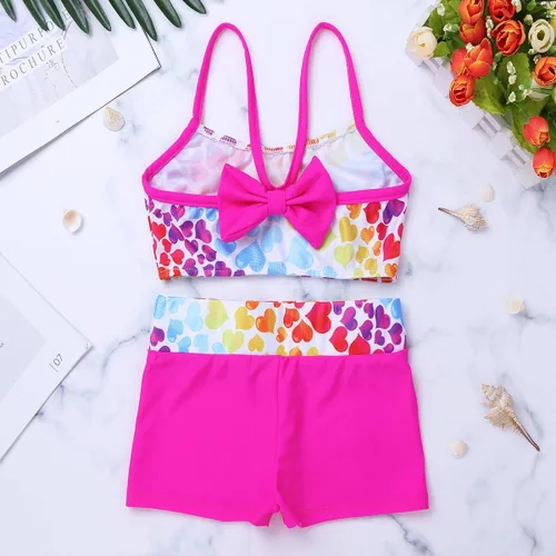 Vista 4 de iiniim - Conjunto de 2 piezas de ropa deportiva de danza para niños y niñas con pantalones cortos
