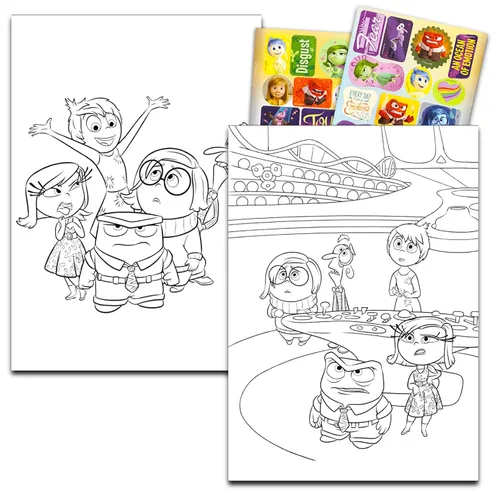 Vista 2 de Disney Pixar Coloring Book Set for Kids - Bundle with 2 Inside Out Activity Books with Stickers, Games, Puzzles, Posters, and More