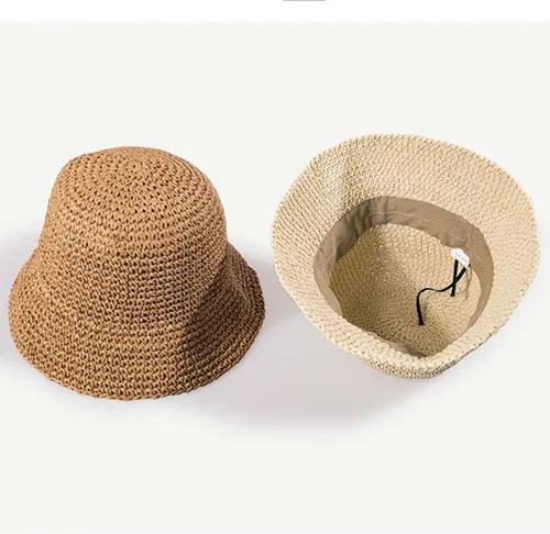 Vista 3 de ASO-SLING Sombrero del cubo de las mujeres sombrero de verano sombreros trenzados sombrero de paja sombrero de pesca elegante mujeres playa paja