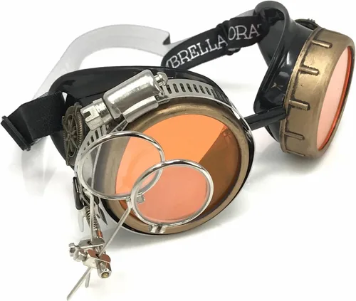 Vista 36 de Lentes estilo victoriano Steampunk con diseño de brújula, lentes de colores y lupa ocular