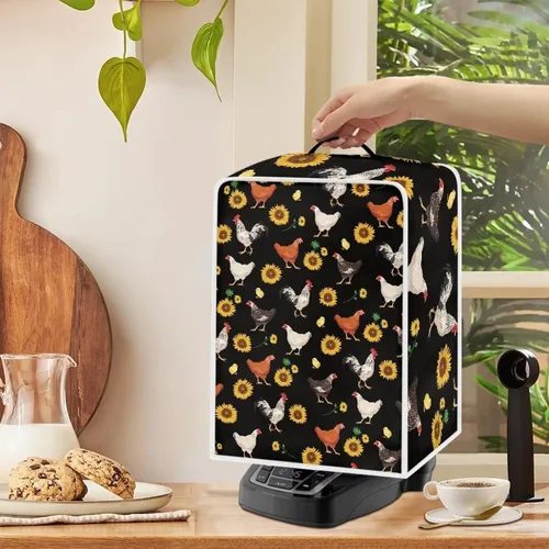 Vista 4 de Cubierta antipolvo para máquina de café con girasol, cubierta antipolvo para cafetera, funda para licuadora, cubierta de tela para batidora de pie