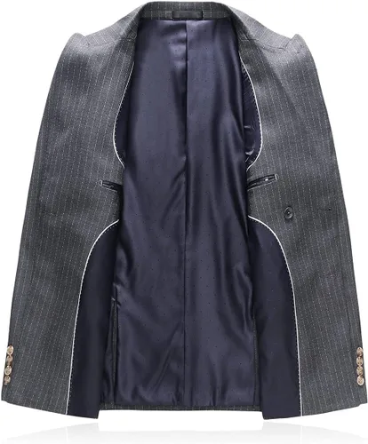 Vista 4 de KUDORO Trajes de 3 piezas para hombre, traje ajustado de doble botonadura, traje formal de esmoquin de boda