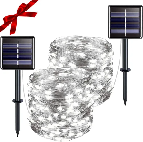 Vista 11 de suddus Cadena de luces solares de hiedra, 33 pies, 100 enredaderas LED con Ivy
