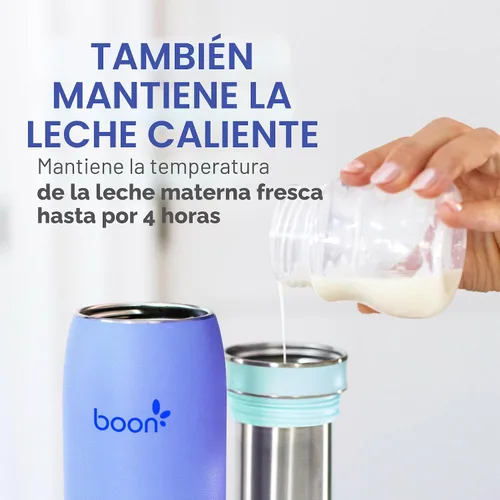 Vista 4 de Boon Frosh Enfriador Portátil de Leche Materna - Enfriador de Leche Materna de Acero Inoxidable - Envase de Almacenamiento de Leche Portátil de Azul