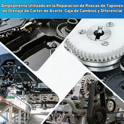 Vista 4 de Kit de herramientas de reparación de roscas de tapón de drenaje de aceite M13 X 1.5MM, kit de reparación de rosca de bandeja de aceite