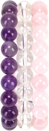 Vista 24 de Colección Cherry Tree - Pulseras de cuentas de gemas para mujeres y hombres, tamaños pequeños, medianos y grandes, cuentas redondas de 8 mm Cuarzo