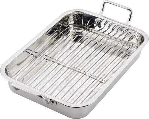 Vista 12 de Farberware Classic Traditions - Asador/sartén para asar de acero inoxidable con estante, 17" x 12.25