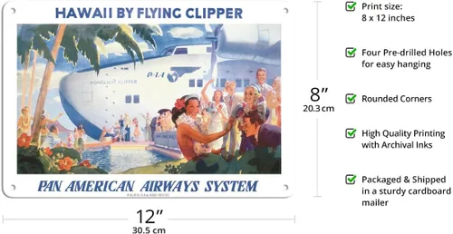 Vista 2 de Pacifica Island Art Hawaii by Flying Clipper - Boeing 314 - Pan American Airways - Póster vintage de viaje de aerolínea por Paul George Lawler