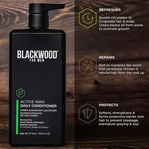 Vista 5 de BLACKWOOD FOR MEN Active Man - Acondicionador diario (17 onzas) y gel de baño de humedad pura (17 onzas), fórmula vegana natural, sin sulfato, sin