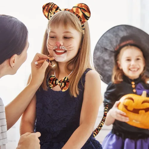 Vista 4 de 2 Sets Animal Costume Set Lion Tiger Zebra Giraffe Leopard Elephant Costume Accessory Include Ears Headband Bow Tie Tail