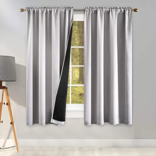 Vista 37 de KEQIAOSUOCAI Aqua - 100 cortinas opacas con forro negro para dormitorio, paneles de cortina totalmente opacas para sala de estar, cortinas aislantes