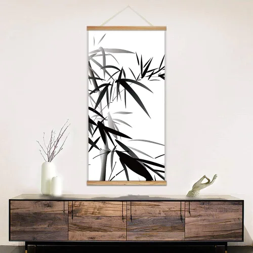 Vista 3 de wall26 Póster colgante de madera enmarcado con hermosas flores de invierno, impresión para el hogar, listo para colgar, 18 x 36 pulgadas
