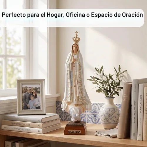 Vista 7 de Estatua de Nuestra Señora de Fátima con ojos de cristal de 12 pulgadas fabricada en Portugal