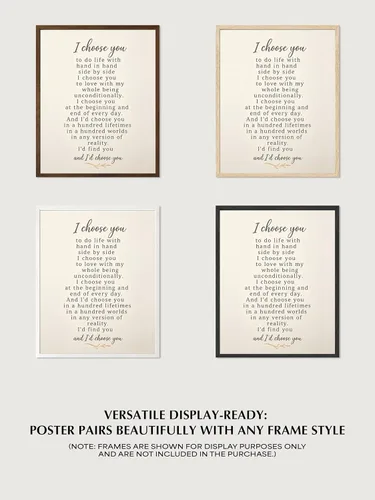 Vista 9 de AMERICAN LUXURY GIFTS I Choose You Arte de Pared 8x10 Sin Marco Impreso Poético Romántico para Regalo de Aniversario, Boda o Día de San Valentín