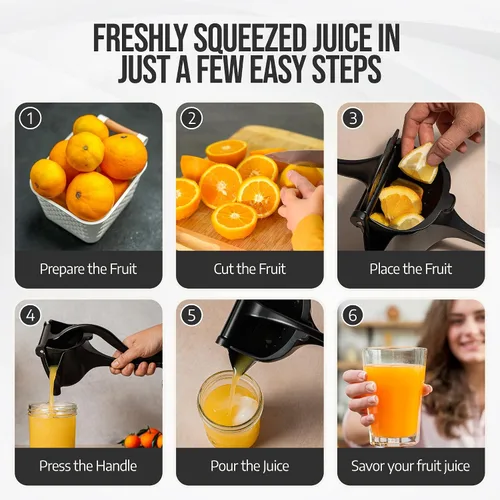 Vista 5 de Lemon Sqeeuzer Exprimidor manual de mano – Exprimidor de prensa de cítricos para jugo de naranja fresca, limón, lima, granada – Exprimidor de limón