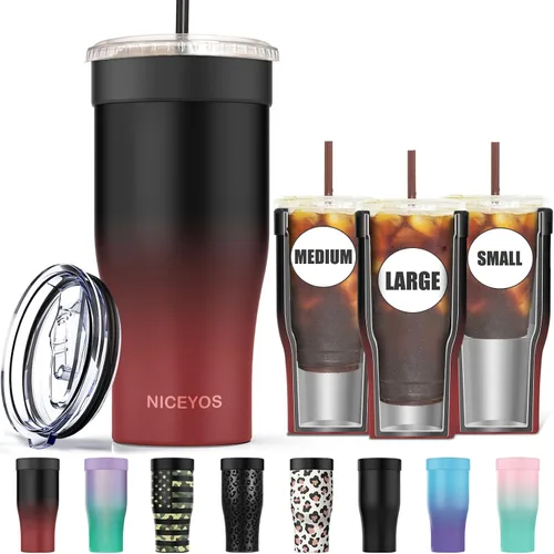 Vista 11 de Funda universal para café helado - Funda aislante reutilizable de acero inoxidable de doble pared mejorada para bebidas frías, se ajusta a tazas