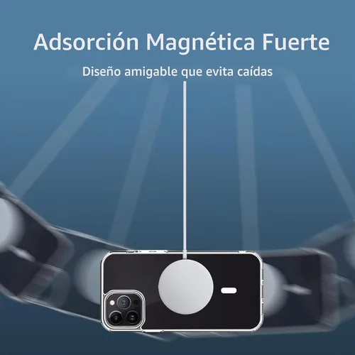 Vista 4 de Funda magnética compatible con iPhone 14 Pro Max, compatible con carga inalámbrica MagSafe, parte trasera transparente antiarañazos, a prueba
