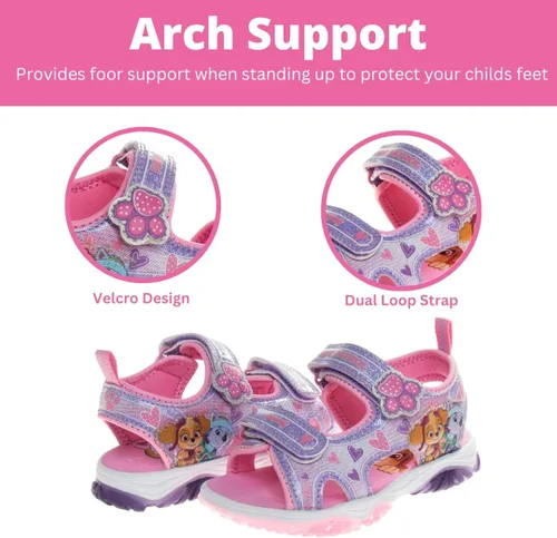 Vista 3 de Nickelodeon Skye Everest Beach - Zapatos iluminados de la Patrulla Canina para niñas, sandalias de verano, zapatos de agua para niños, correa