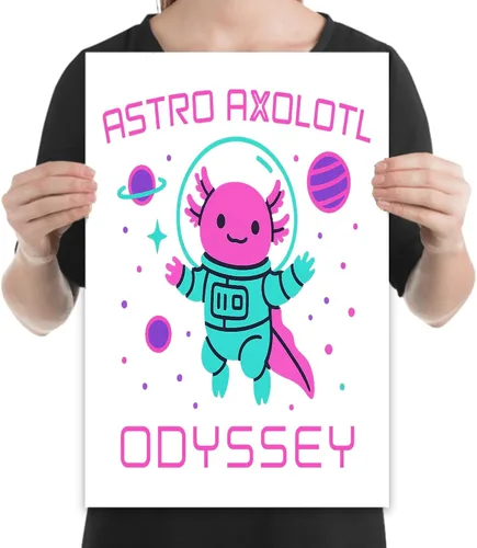 Vista 2 de Future Axolotl Astronaut - Children's Room Decor - 13x19 Poster Print - Space Themed Art