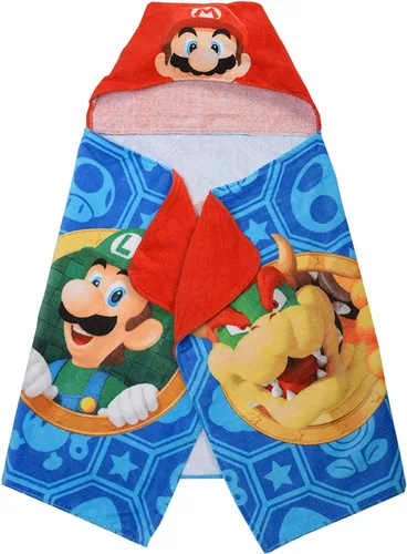 Vista 6 de Super Mario Toalla con capucha Nintendo Wrap Niño Azul