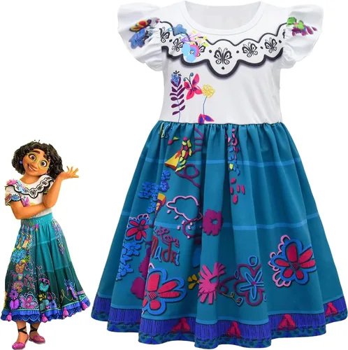 Vista 3 de Disfraz de princesa Mirabel para niños, conjunto completo de camisa para Halloween y cosplay