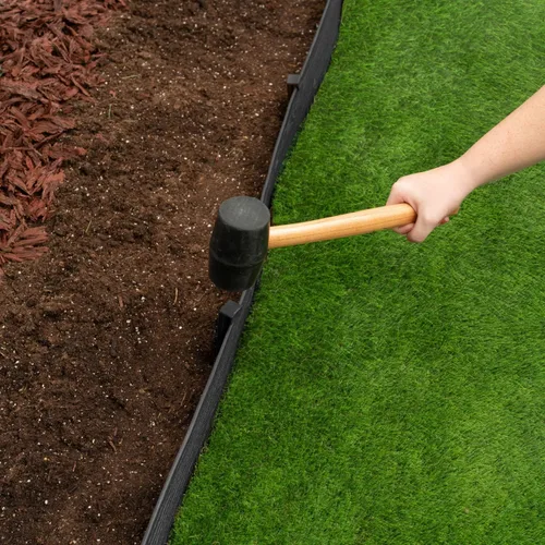 Vista 4 de EasyFlex Borde compuesto para excavar paisaje con estacas de anclaje, borde superior recto de 4.5 pulgadas, borde de borde de jardín, kit de 20 Negro