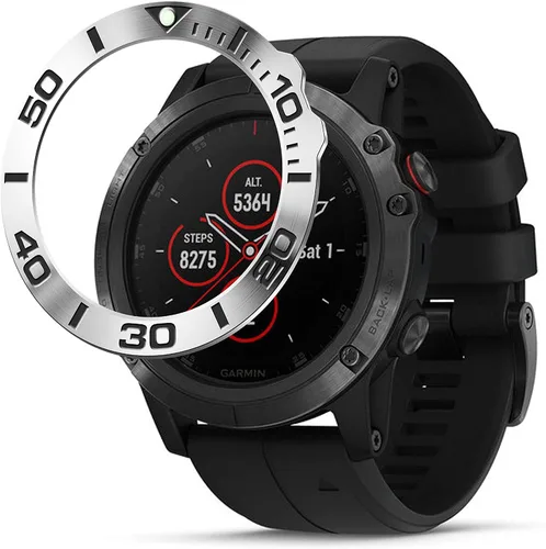 Vista 5 de Anillo de bisel de acero inoxidable compatible con Garmin Fenix 5X Plus, cubierta adhesiva antiarañazos y protector de colisión para accesorio