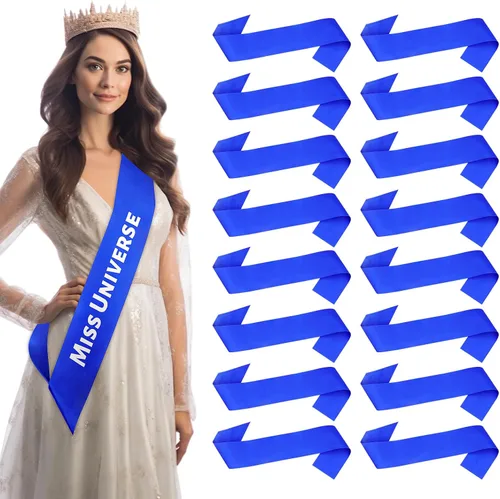 Vista 18 de Dreamtop 16 piezas de faja de satén en blanco negras para concursos, Señorita Mayor América 2026, faja para concurso de belleza