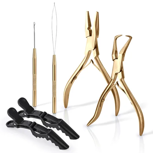 Vista 12 de Kit de herramientas para extensiones de cabello EHDIS de acero inoxidable, juego de alicates para micro enlaces de cuentas de cabello y removedor