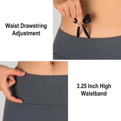 Vista 4 de ANIVIVO Falda de 24 pulgadas hasta la rodilla para mujer con leggings capri, leggings largos deportivos casuales con falda con bolsillos