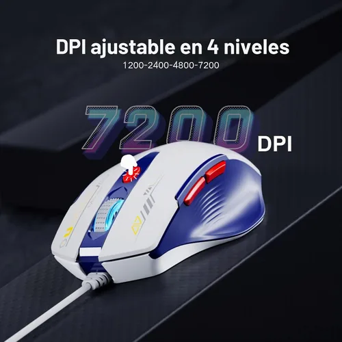 Vista 4 de Uineer Wired Mouse, USB-A Computer Mouse with 6 Buttons,Adjustable