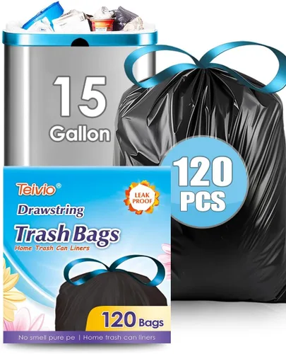 Vista 48 de Bolsas de basura fuertes de 1.2 galones, 220 unidades, bolsas de basura para baño, bolsas de plástico pequeñas para la oficina en casa, cocina, se