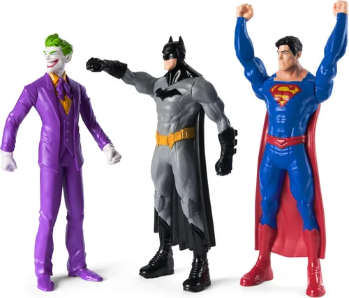 Vista 3 de DC Comics - Juego de figuras de acción de Batman, Superman & The Joker, paquete de 3