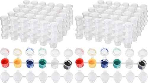 Vista 8 de 24 tiras y 144 macetas vacías para pintura acrílica, contenedor de almacenamiento con tapa, suministros para manualidades, aulas, escuelas