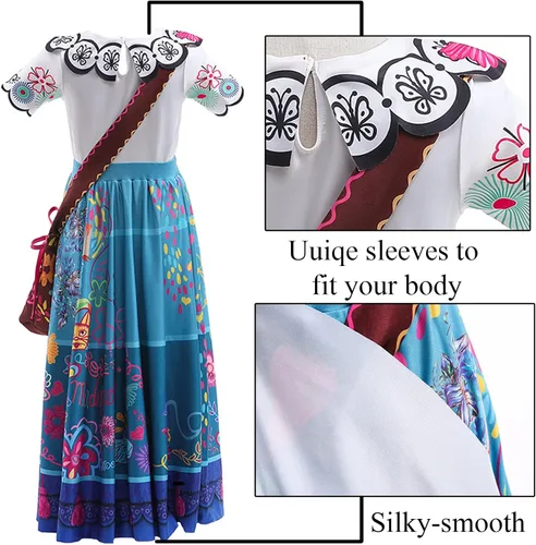 Vista 3 de Cosrea Mirabel Dress Costume for Girls Cosplay Princess Dresses Outfits With Bag for Halloween