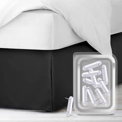 Vista 11 de Faldón de cama con 8 seguros, antipolvo, para cama tamaño queen. Faldones de microfibra con caída de 36 cm (14 pulgadas). Gris carbón