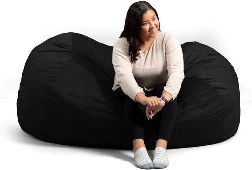 Vista 44 de Big Joe Fuf Silla Puf de Espuma de 5 Pies de Tamaño Extra Grande con Funda Extraíble para Niños, Adolescentes, Adultos, Onyx Lenox, Poliéster Tejido