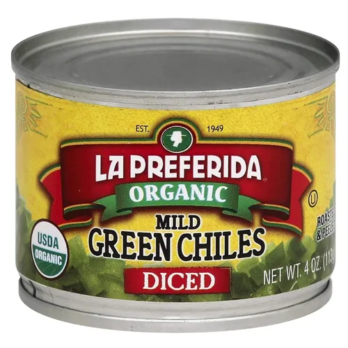 Vista 3 de La Preferida Pimientos verdes orgánicos picados tostados al fuego y pelados perfectos para tacos, cazuelas y nachos, 4 onzas (paquete de 6)
