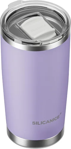 Vista 21 de Vaso higiénico aislado al vacío de acero inoxidable de 20 onzas con tapa fácil de poner y quitar – Deslizador extraíble, taza de viaje de doble