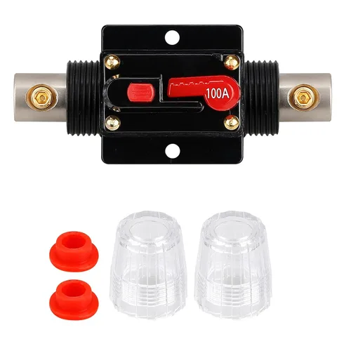 Vista 7 de Interruptor de circuito de 100 amperios para audio, portafusibles de 12 V-24 V CC, interruptor de circuito de 20-300 A, interruptor de circuito
