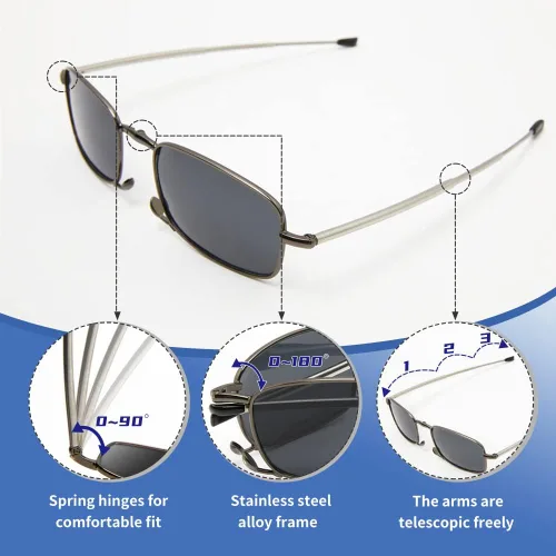Vista 3 de Gafas plegables bloqueo de luz azul visión nocturna gafas de sol unisex con funda portátil
