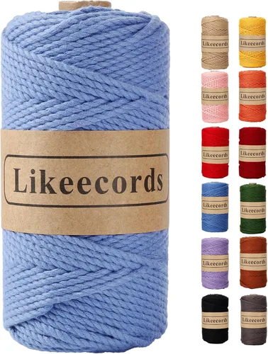 Vista 28 de Likeecords Cordón de algodón para macramé de 3mm x 100 metros, hilo torcido de 3 hebras, cuerda de macramé, hilo de algodón para macramé, cuerda