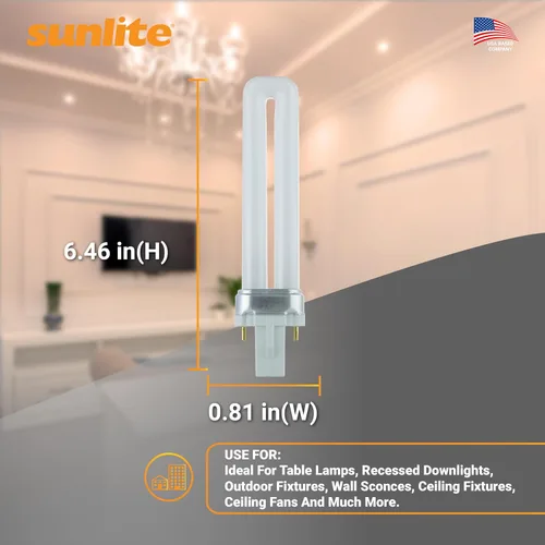 Vista 3 de Sunlite PL13/SP27K Foco compacto fluorescente de 2 pines para insertar de 13 watts, 2700K Color, PL13/SP27K/10PK, 13watts