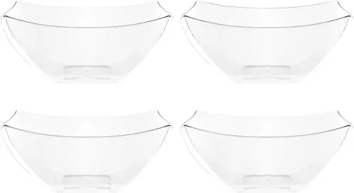 Vista 19 de PLASTICPRO Cuencos cuadrados desechables para servir, aperitivos o ensaladas, plástico negro, paquete de 4, 8 onzas, color negro
