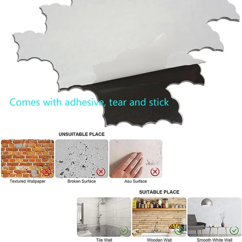Vista 5 de XUANINY - 11 hojas de azulejos autoadhesivos para salpicaduras de metal, mosaico de aluminio en forma de nube 3D con adhesivo para decoración
