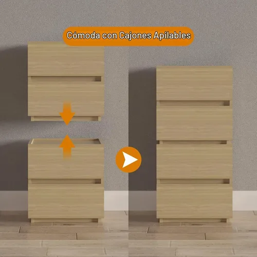 Vista 6 de furtble Cómoda apilable de 2 cajones, cubo de almacenamiento multiusos para dormitorio, armario de almacenamiento para entrada, mesita de noche
