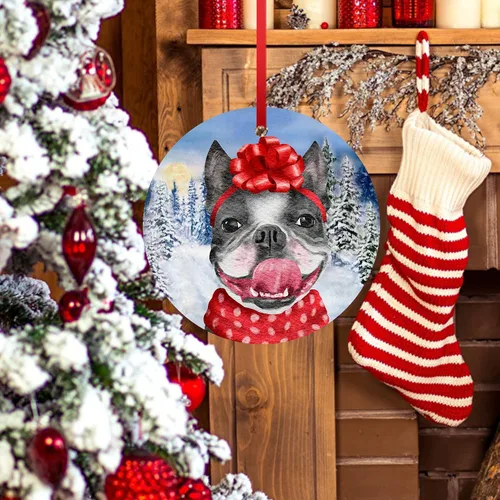 Vista 5 de Adorno de Navidad de Bulldog Francés para mamá, adorno colgante de Navidad para perro, idea de cachorro, adorno de Navidad para cachorro 2023