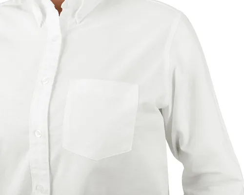 Vista 5 de KNG Camisa Oxford de manga larga con botones blancos para mujer