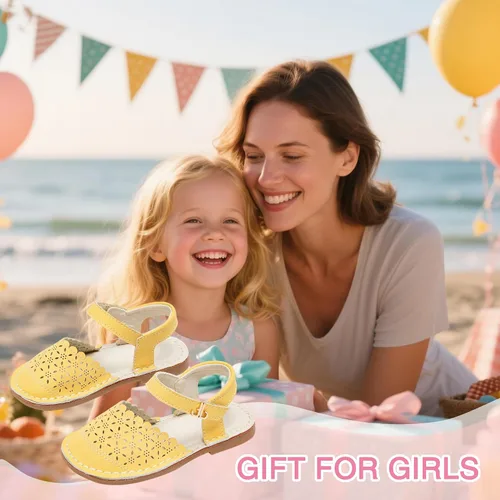 Vista 46 de THEE BRON Sandalias cómodas para niñas, zapatos para niños, sandalias rellenas